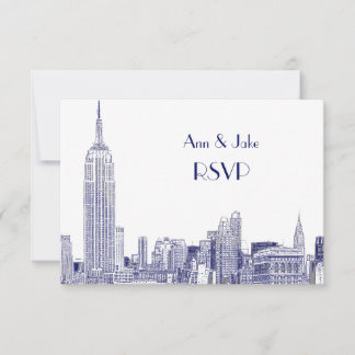 Horizonte de NYC 01 Gravado Branco RSVP #2 Azul