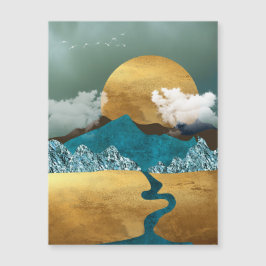 Horizonte de ouro com Montanhas Azuis