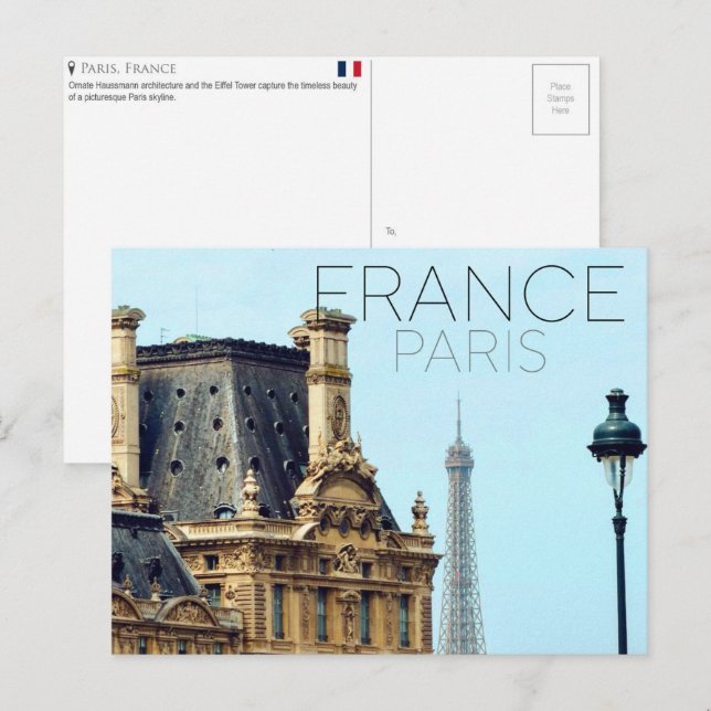Horizonte de Paris, Cartão Postal de Viagem da Fra (Frente/Verso)