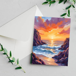 Horizonte Dourado | Carta de Aquarela do Pôr do So