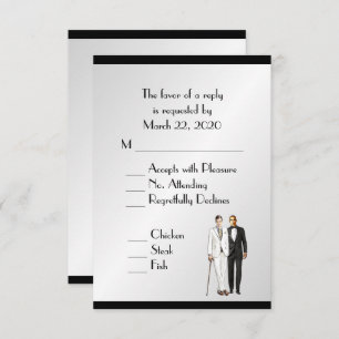 Horom e Groom Menu Casamento RSVP Classy Silver