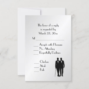 Horom e Groom Menu Casamento RSVP Silver