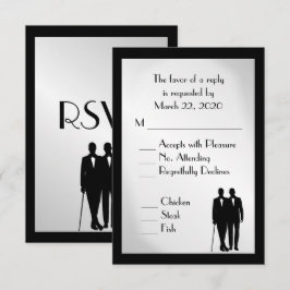 Horom e Groom Menu Casamento RSVP Silver