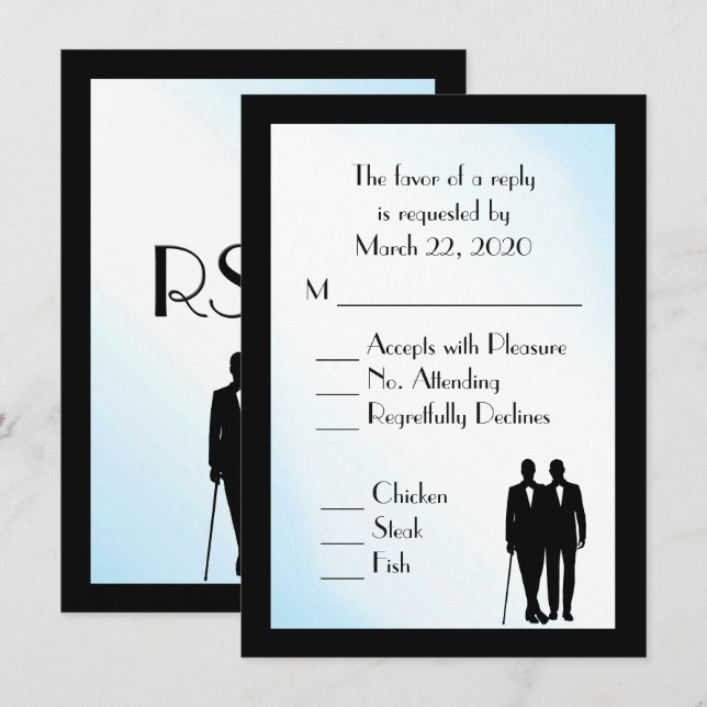 Horom e Menu Groom Casamento RSVP Azul (Frente/Verso)