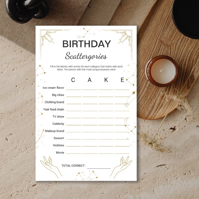 Horoscópio Místico Zodiac - Jogo de Aniversário (Mystic Horoscope Zodiac Birthday SCATTERGORY Game)