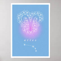 Horoscópio poster com flores à nascença - Áries