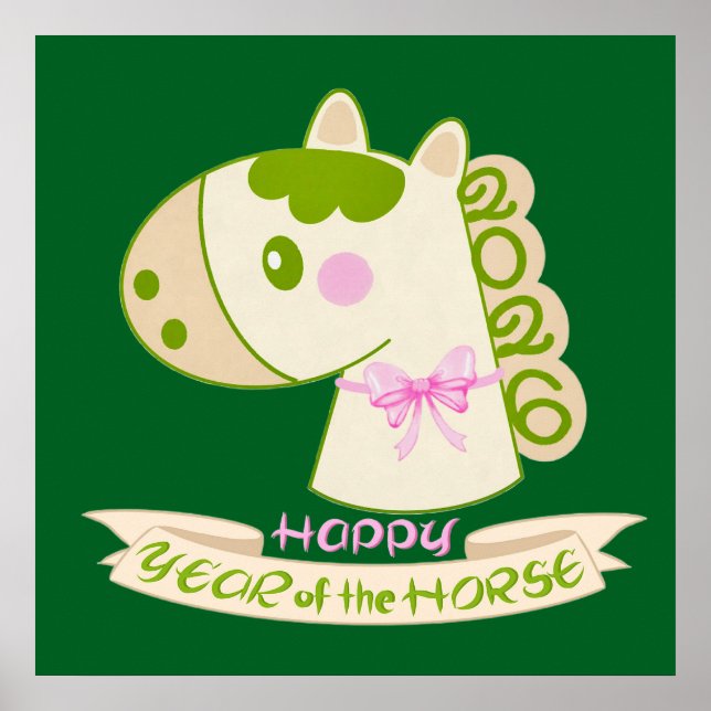 Horse Chinese New Year 2026 Cute Lucky Poster (Frente)