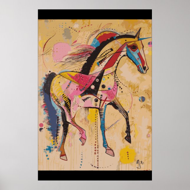 Horse Lover Kadinsky Style Art Poster (Frente)
