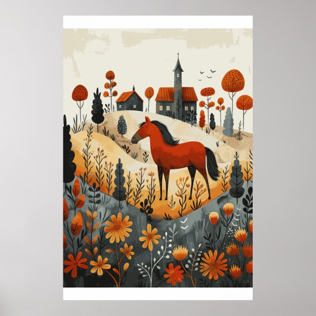 Horse Lover Watercolor Art Poster (Frente)