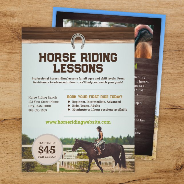 Horse Riding Lessons Flyer Template (Criador carregado)