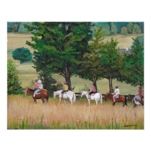 Horseback excursão da foto da arte do campo de