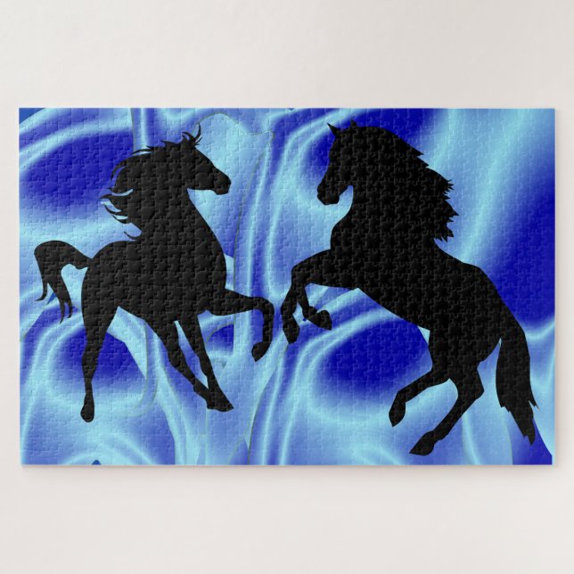 Horses Family Quebra-cabeça Blue Fantasy (Horizontal)