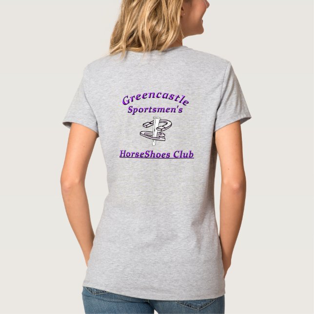 HorseShoes Mulheres em T-Shirt Básico do Pescoço V (Verso)
