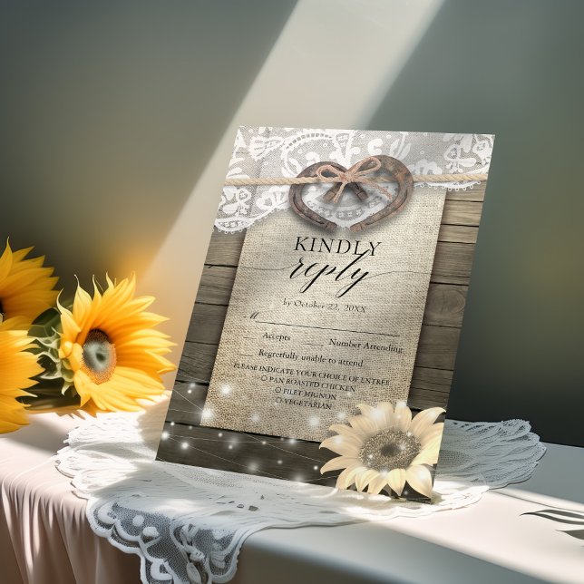 Horsfere Sunflower Wood Weding RSVP gentilmente Re (Criador carregado)