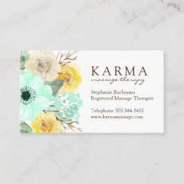 Hortelã e cartões de visitas florais do amarelo