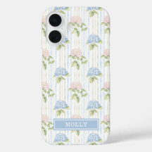 Hortênsia Azul Aquarela Listrada Personalizada