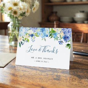 Hortênsia Azul Claro Aquarela Floral Agradecimento