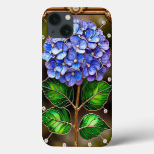 Hortênsias Azuis em Moldura Ornamentada a Ouro