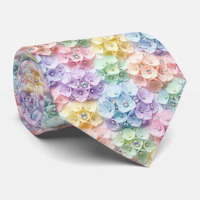 Hortênsias & Diamantes | Gravata com Arco-íris Pas (Rolled)
