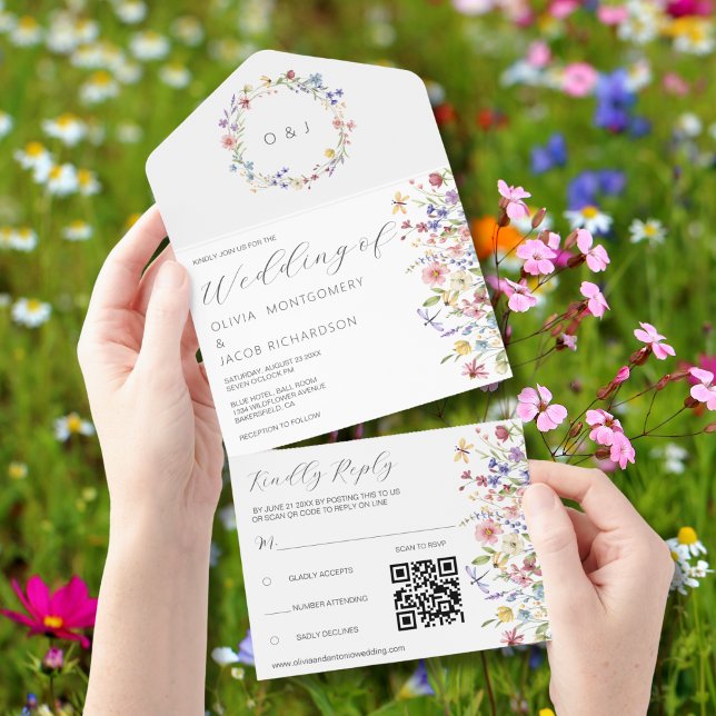Horto Russo de Flores Selvagem Código RSVP & QR (Criador carregado)
