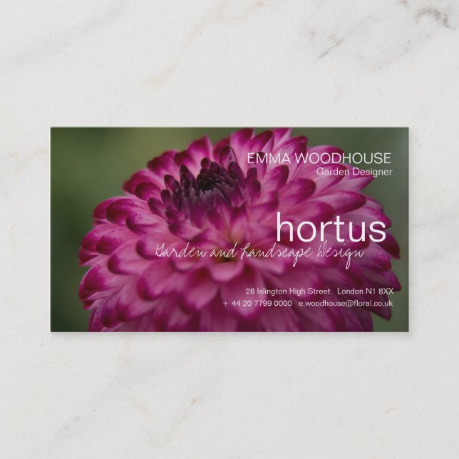 Hortus - cartão de visita da dália (Frente)