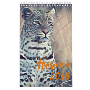 Hosana o calendário de parede do leopardo 2019