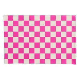 Hot pink and tan checkerboard pattern