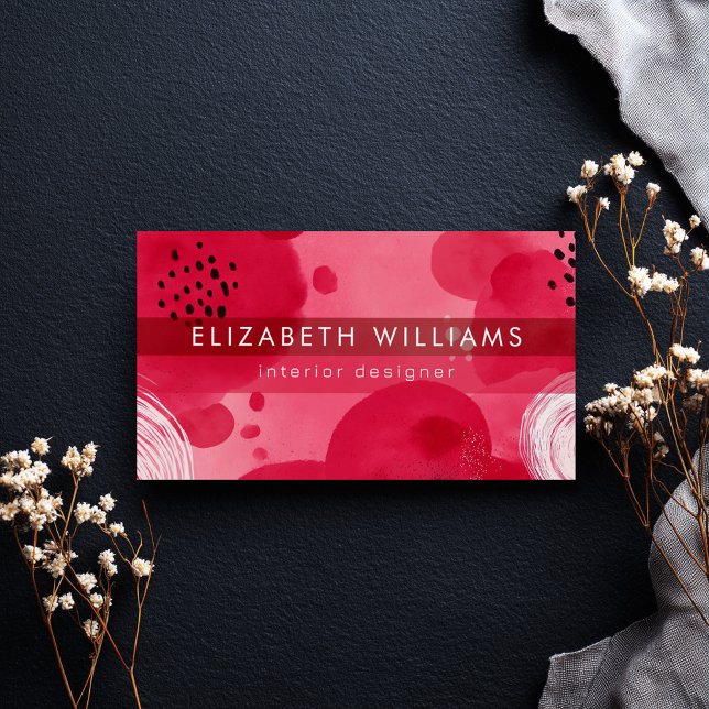 Hot Pink Boho Modern Minimalist Business Card (Criador carregado)