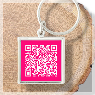 Hot Pink Chaveiro de Código QR de Verificação Pe