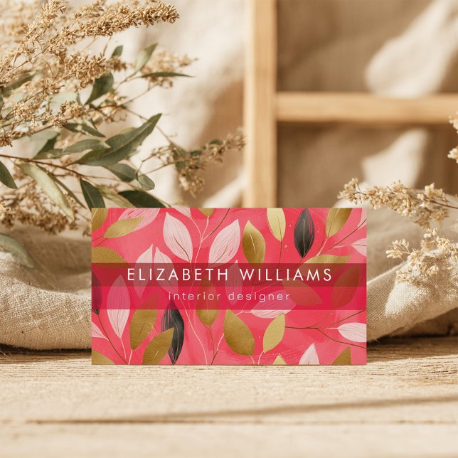 Hot Pink Gold Coral Boho Modern Botanical (Criador carregado)