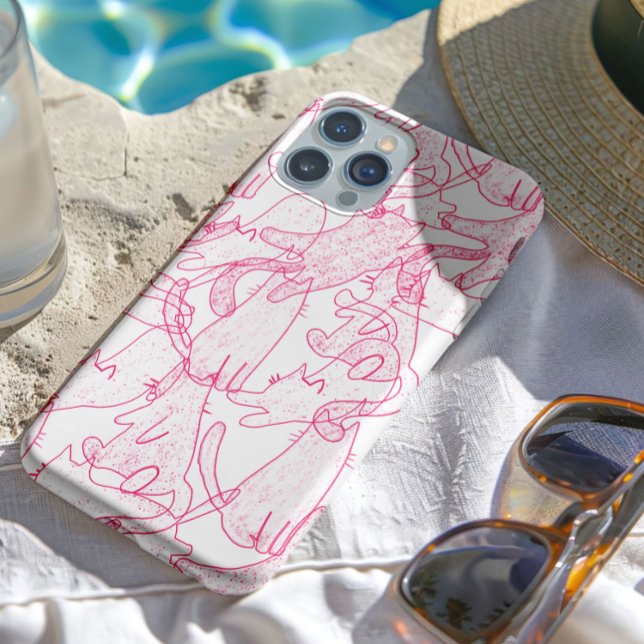 Hot Pink Scribble Cats – modern cute Pattern (Criador carregado)