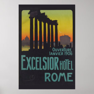 Hotel Excelcior, Poster de viagens Italiano Roma V