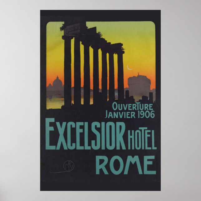 Hotel Excelcior, Poster de viagens Italiano Roma V (Frente)