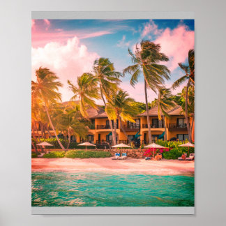 Hotel Tropical Beach com Poster de árvores de coco