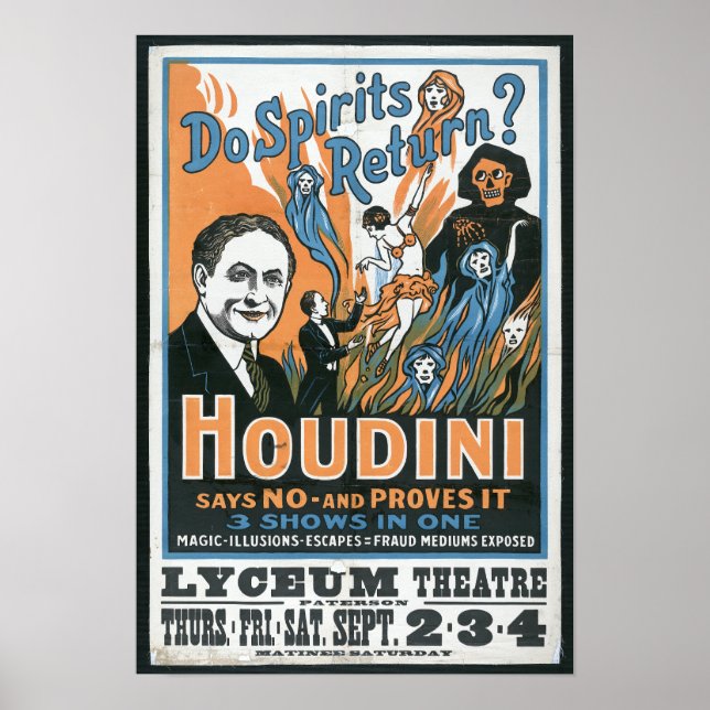 Houdini SPirits Return Magic Show Poster (Frente)