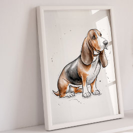 Hound Basset | Impressão de cães | Impressão de Ar