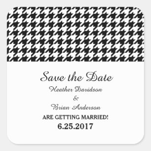 Houndstooth Salve os adesivos de Data, Preto