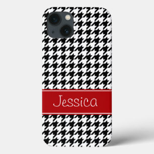Houndstooth vermelho e preto formal personalizado
