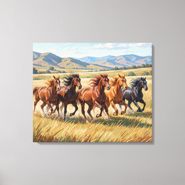Hourses Painting Premium Wrapped Canvas (Frente)