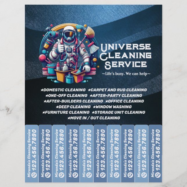 House cleaning Maid Service Flyer Tear Off Strips (Frente)