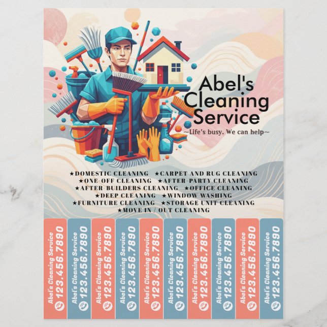 House cleaning Maid Service Flyer Tear Off Strips (Frente)