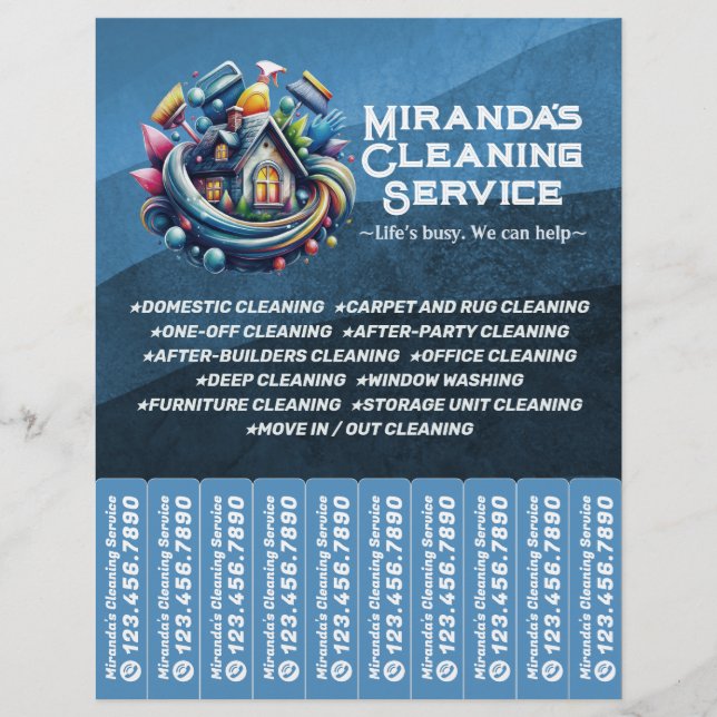House cleaning Maid Service Flyer Tear Off Strips (Frente)
