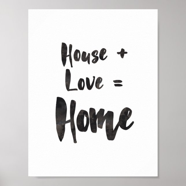 House + Love = Home Art Impressão (Frente)