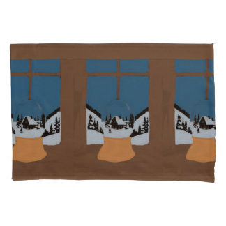 Housse d'Oreiller Hivernale - Boule à Neige