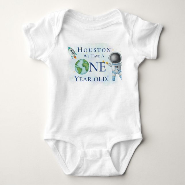 Houston Temos um Menino de Um Ano! Body para Bebê (Frente)