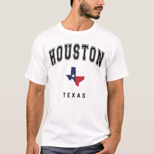 Houston, Texas Bandeira Mapa Camisa Masculina Bran