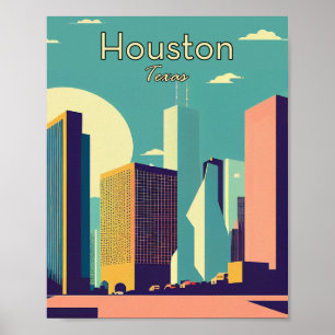 Houston Texas Minimalista Art Poster vintage