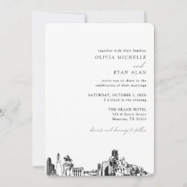 Houston Wedding Elegant Skyline Convite