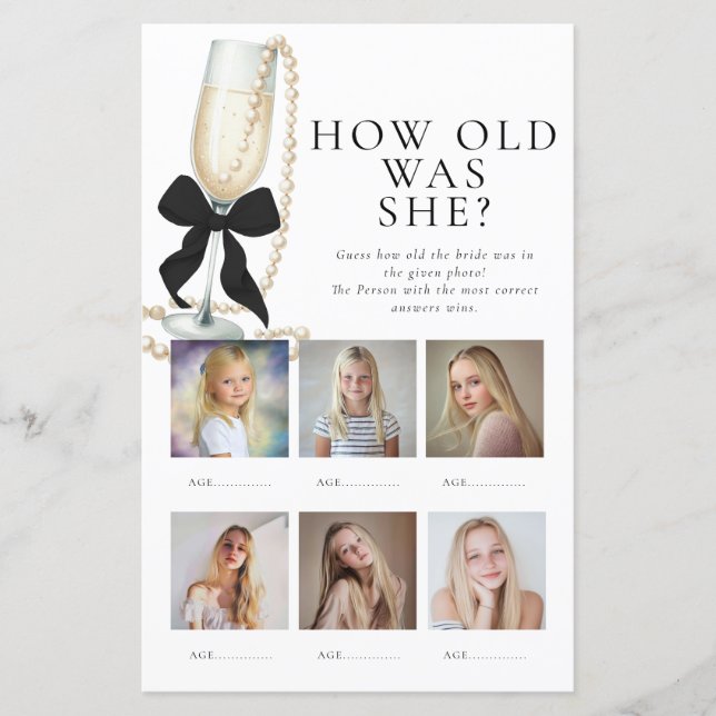 How old was the Bride Bridal Shower Game (Frente)