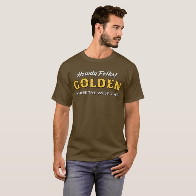 Howdy povos! T-shirt dourado (Frente Completa)